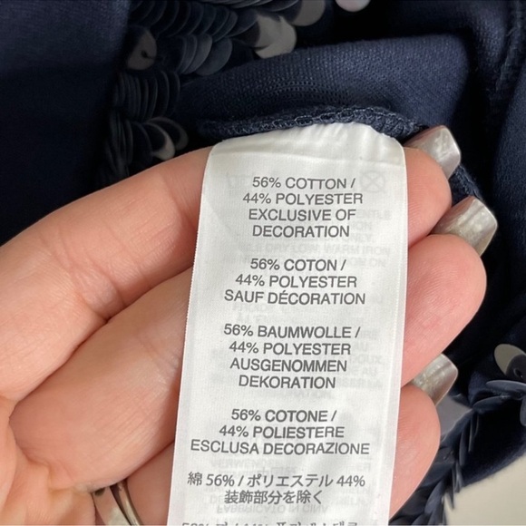 J. Crew Sequin Trim Navy Blue Sweatshirt Size Small - Picture 7 of 8